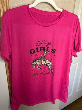 Pink 'Let's Go Girls' Graphic Short Sleeve Tee